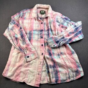 Stillwater Supply Co. Bleached Plaid Flannel  "Dreamer" John Lennon Women XL